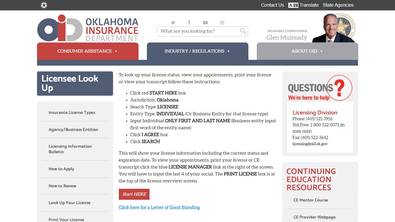 Licensee Look Up | Oklahoma Insurance Department