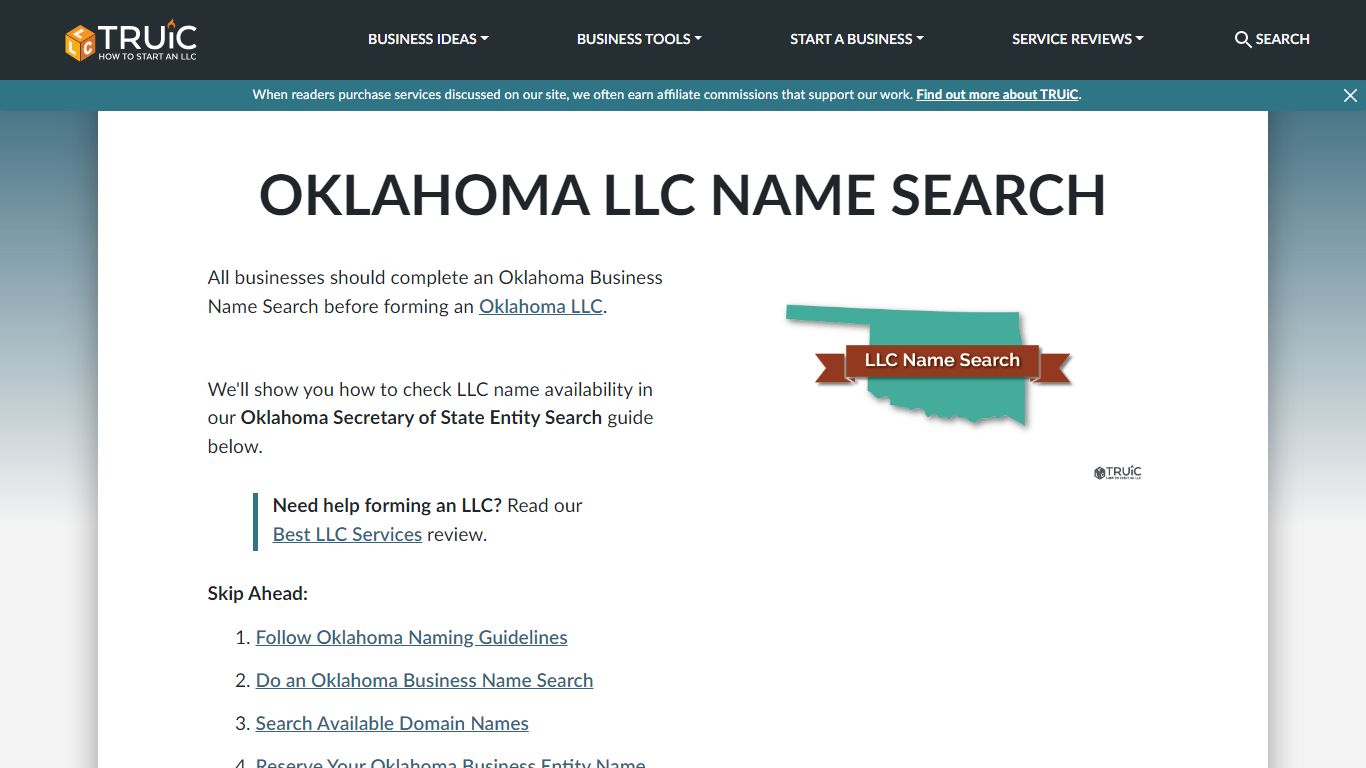 Oklahoma LLC Name Search | TRUiC - How to Start an LLC