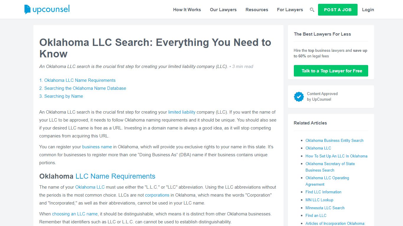 Oklahoma LLC Search | UpCounsel 2022